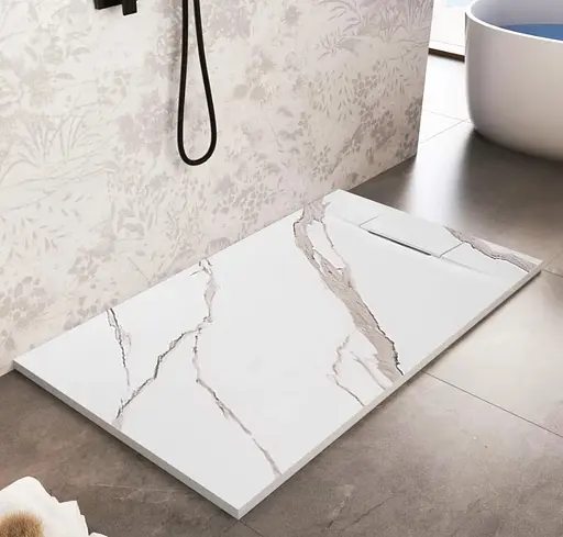 Душовий піддон Rea Bazalt 80x100 carrara white REA-K7000 Мармур - фото 3