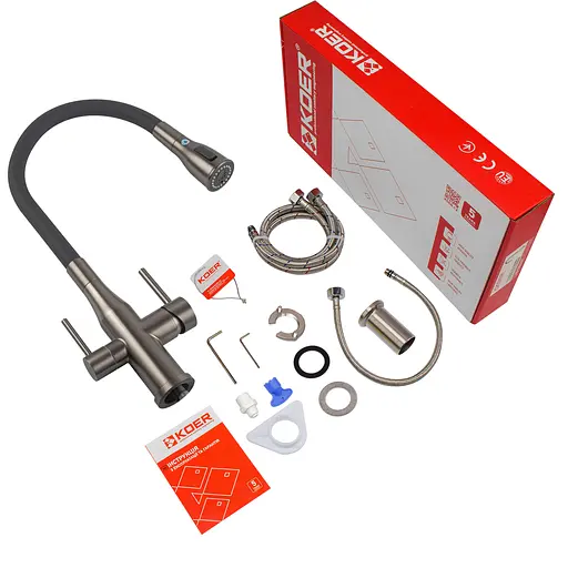 Змішувач для кухні на дві води Koer KI-72024-07 KR5013 Графіт - фото 7