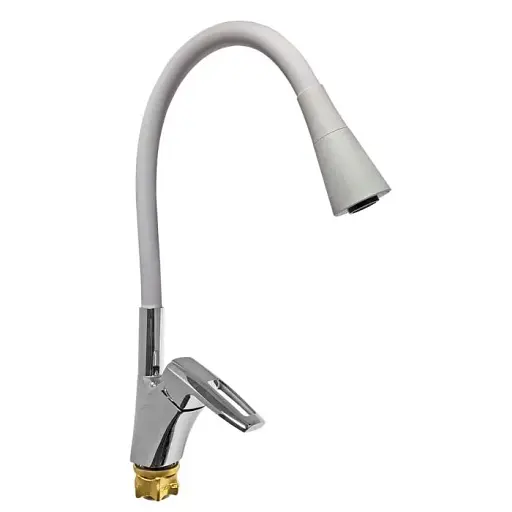 Змішувач для кухні одноважільний Zegor NOF4-F033GY гнучкий гусак Сірий 30412 - фото 1