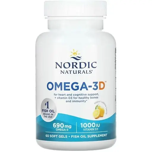 Жирные кислоты Nordic Naturals Omega-3D, 60 капсул - Лимон