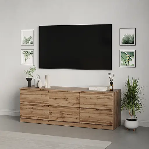 Тумба під телевізор MebelStar Нео 6Ш 150x43x53 см Дуб тахо (MBS-1287)