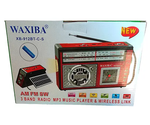 Акумуляторний радіоприймач Waxiba XB-961BT-C-S із сонячною панеллю - фото 3