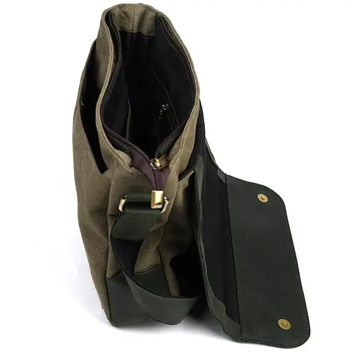 Чоловіча шкіряна сумка через плече TARWA 30х32х7.5 см sum0025786 - фото 5