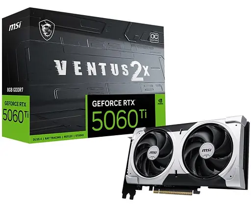 Видеокарта MSI RTX 5060 Ti 8G VENTUS 2X OC PLUS (RTX 5060 Ti 8G VENTUS 2X OC PLUS) (GDDR7, 128 bit, PCI-E v5.0 x8) - фото 5