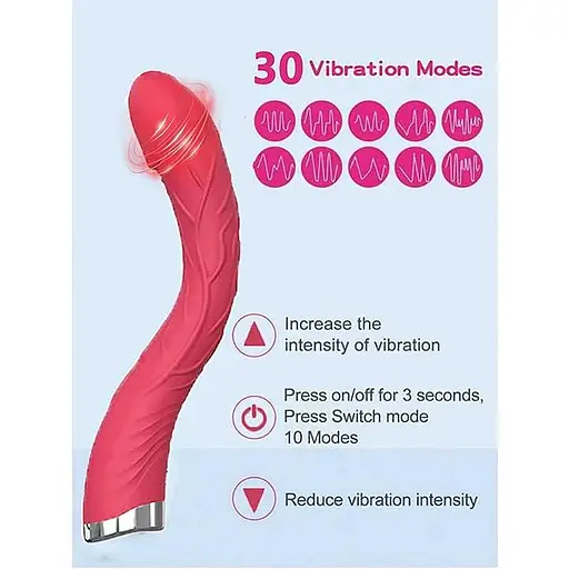 Изогнутый вибратор для стимуляции точки G 30 режимов - фото 5