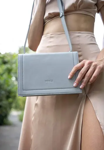 Жіноча шкіряна сумка Kelly сіра - фото 4