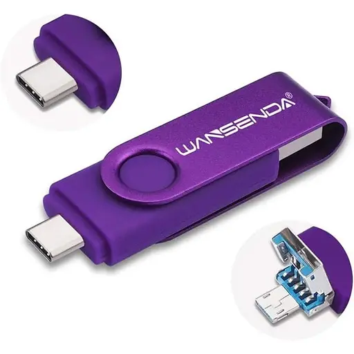 USB-флеш-накопичувач Wansenda 3 в 1, 128 ГБ, флеш-накопичувач типу C + Micro USB + USB 3.0, картка пам'яті Photo Memory Stick