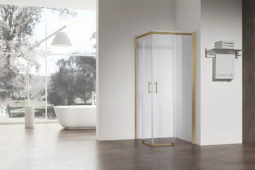 Душова кабіна без піддону Koer SR SC03-90x90x200-TR-12 прозоре скло Easy Clean 6 мм, матове з KR5358, Універсальна, прозорий, золотий - фото 8