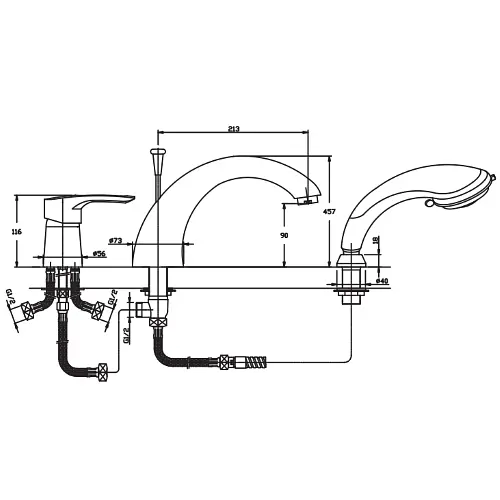 Змішувач для ванни Haiba HANSBERG 022 (HB0211) - фото 2