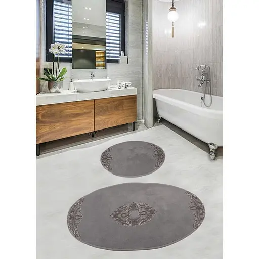 Набір килимків для ванної кімнати Diva Nice з гипюром Blue 60 x 100 + 50 x 60
