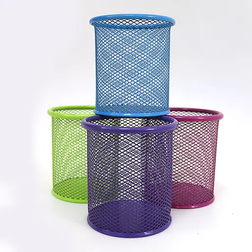 Подставка для ручек металлическая цветная Сетка, 1932IMG (в ассортименте) - фото 3