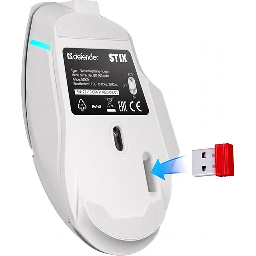 Миша Defender Stix GM-009 White [134323] - фото 5