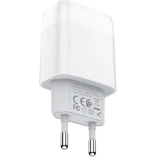 Зарядний пристрій Hoco C73A Glorious (2USB, 2.4А) White (6931474712912) - фото 3