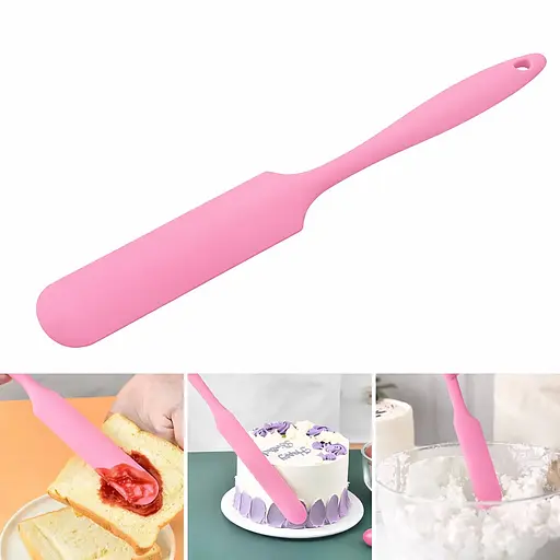 Шпатель кондитерський силіконовий лопатка кондитерська для торта 24 см Рожевий 88333 - фото 2