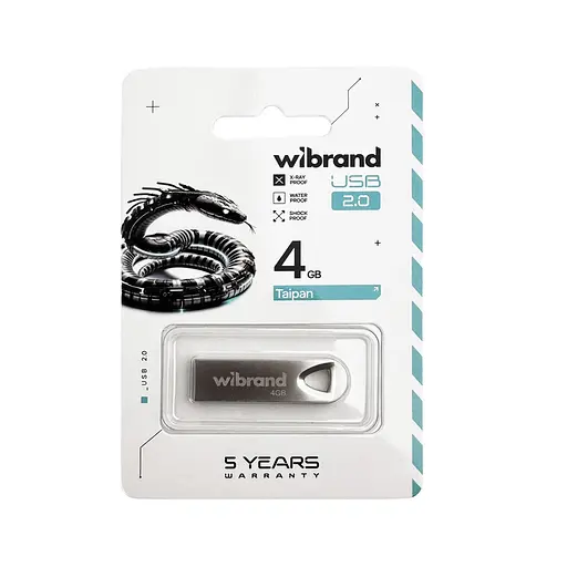 Флеш-накопичувач Wibrand USB 2.0 Taipan 4Gb Сріблястий - фото 2