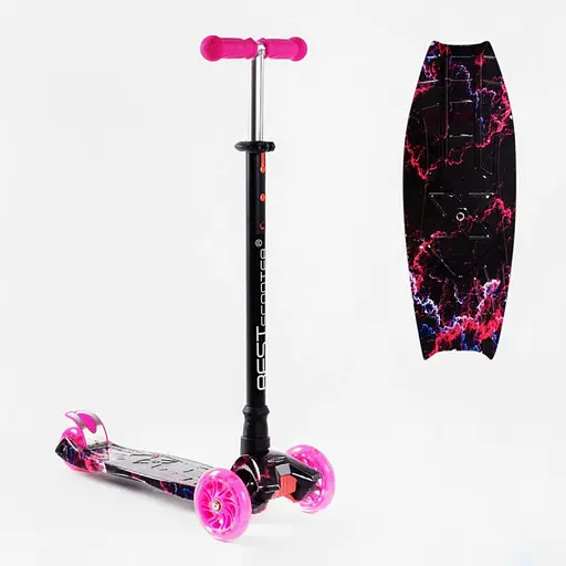Трехколесный самокат Best Scooter Skyper Maxi колеса с подсветкой PU 120мм (Фуксия) - фото 3