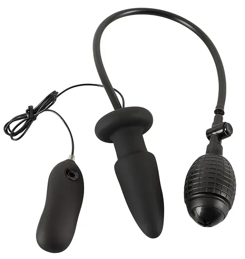 Анальна пробка Orion Inflatable + Vibrating Butt Plug 12.2 см (чорний)