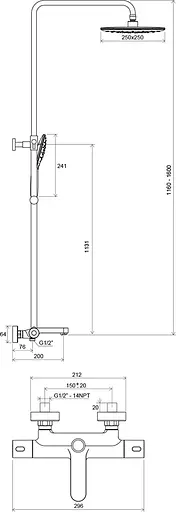 Душова система Ravak Termo 300 TE 092.00/150 X070098, Хром - фото 2