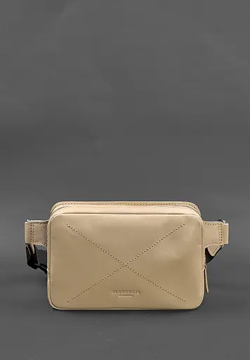 Шкіряна жіноча поясна сумка Dropbag Mini світло-бежева - фото 2