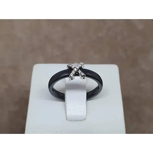 Серебряное кольцо Aurora с керамикой и фианитами. С1164Ч 17 - фото 4