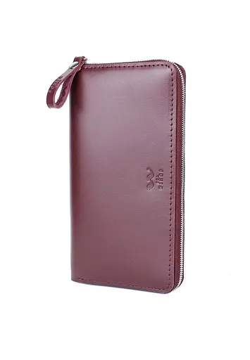 Кожаный портмоне Keeper zip бордовый - фото 1