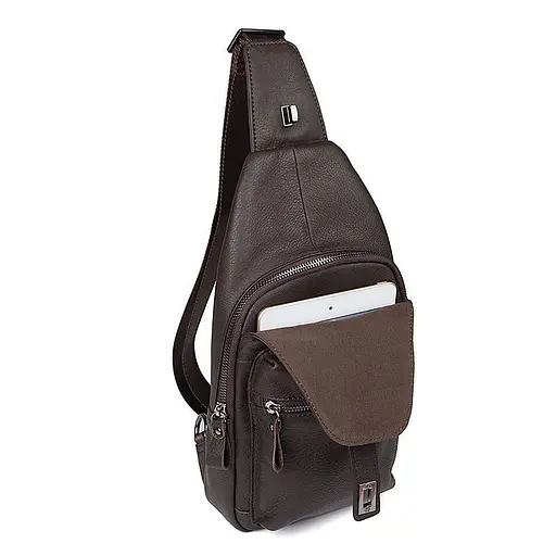 Кожаная сумка-слинг John McDee 16.5х33х5.5 см sum0025575 - фото 8