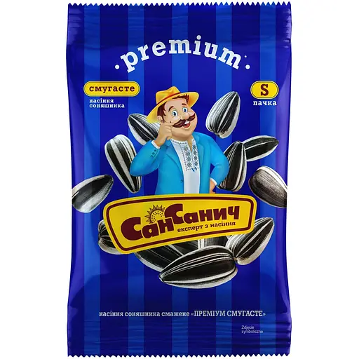 Семена подсолнечника Сан Саныч Премиум полосатые жареные 60 г - фото 1