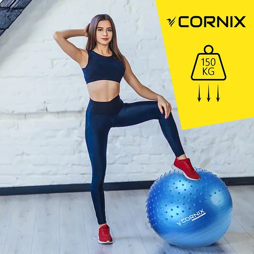 Мяч для фитнеса (фитбол) Cornix 65 см полумассажный Anti-Burst Blue XR-0475 - фото 5