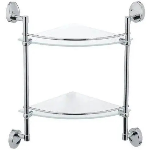 Полиця Frap скляна подвійна кутова 250x250 F1907-2 1/10, Хром - фото 1