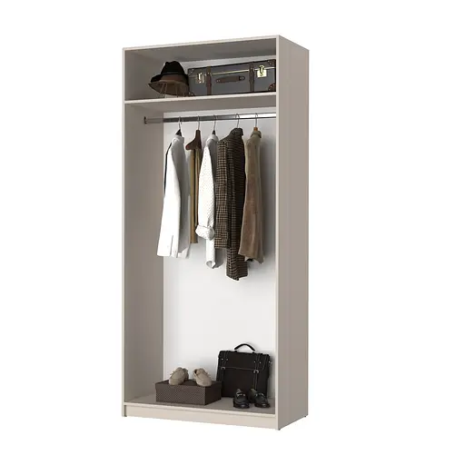 Шкаф 2-дверный с антресолью MebelStar Оскар ДСП BL-B, стандарт 100x52x260 см Аляска серый (MBS-4819) - фото 2