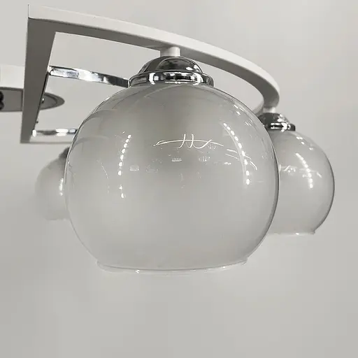 Білосніжна стельова люстра на 8 плафонів | Арт. 51795/8 CH+WT+WT | Line F - фото 3