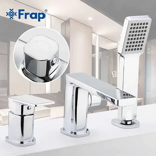 F1146 Змішувач на борт ванни врізний латунь Ø35 хром Frap 1/4 Хром - фото 2