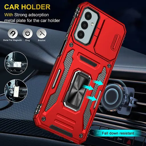 Ударопрочный чехол Camshield Army Ring для Samsung Galaxy M34 5G Красный / Red - фото 3