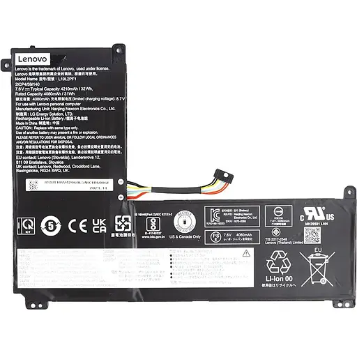Акумулятор для ноутбуків LENOVO IdeaPad 1-11IGL05 (L19L2PF1) 7.6V 4210mAh (original)