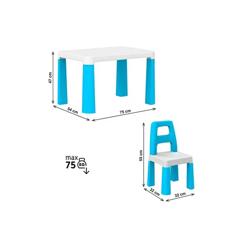 Дитячий стіл із двома стільцями 0471TXK біло-синій - фото 2