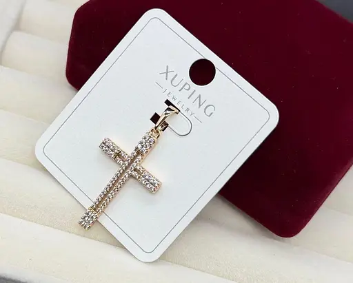 Хрестик жіночий біжутерія Xuping з медичного золота гіпоалергенна прикраса підвіска на шию - фото 1