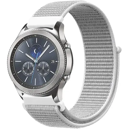 Ремінець BeWatch Samsung Galaxy Watch 42/ Galaxy Watch 3 41/ Active/ Active2 нейлоновий 20 мм липучка Білий