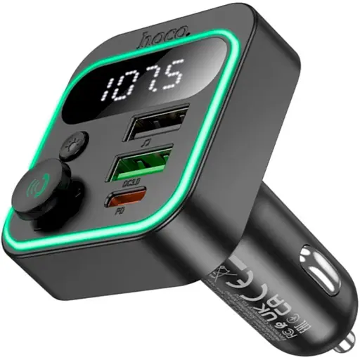 FM-трансмиттер Hoco E85 Tiger PD20W+QC3.0 Black [129643] - фото 3