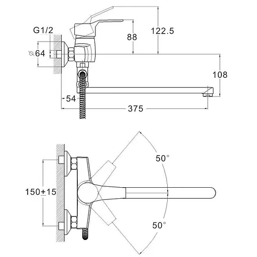 Змішувач для ванни Zegor EDN6-A183 одноважільний 30412 - фото 4