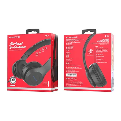 Навушники BOROFONE BO5 Star sound wired headphones Black - фото 3