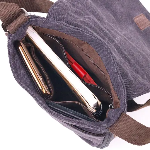 Вертикальна чоловіча сумка текстильна 19х14х2 см Vintage 19х24х2 см sum0021452 - фото 5