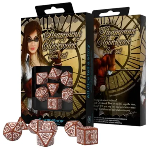 Набір кубиків Steampunk Clockwork Caramel & white Dice Set , 7 шт. (SSTC72)
