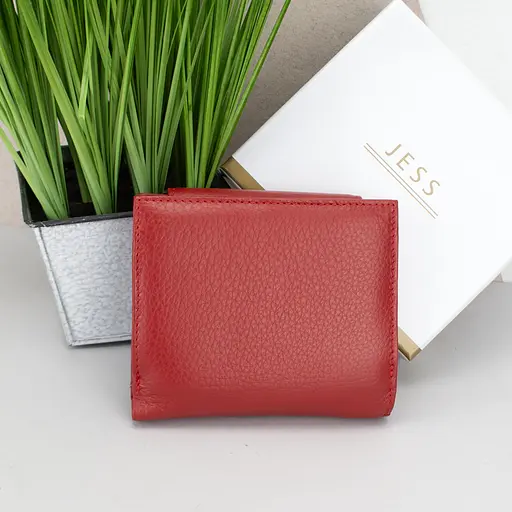 Жіночий шкіряний гаманець червоний Jess 375-2036-2 маленький - фото 3