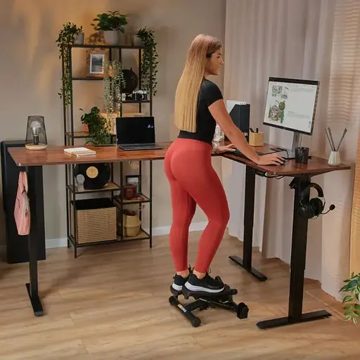 Компьютерный угловой стол Di Volio Trani с регулируемой высотой коричневый - фото 7