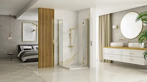 Душова кабіна Rea Hugo 80x80 gold подвійна REA-K6608, Універсальна, прозорий, золотий - фото 3