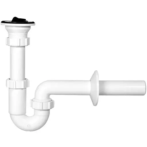 Сифон для умивальника Imprese PP, трубний, з донним клапаном, пробка, патрубок Ø32 мм SWB000365032, Білий матовий - фото 1