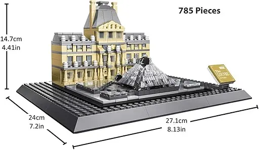 Конструктор Архитектура Wange 3Д Музей Лувр 4213 The Louvre of Paris-France 3D для детей и взрослых 785 деталей  - фото 3