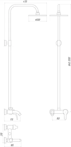 Душова система Globus Lux GLSO-0001, Хром - фото 5