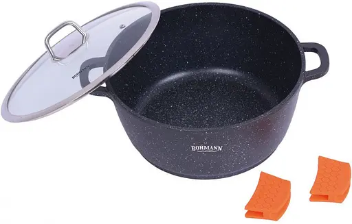 Кастрюля Bohmann BH 7350-32 MRB с антипригарным покрытием, двойным дном из литого алюминия с крышкой - фото 2