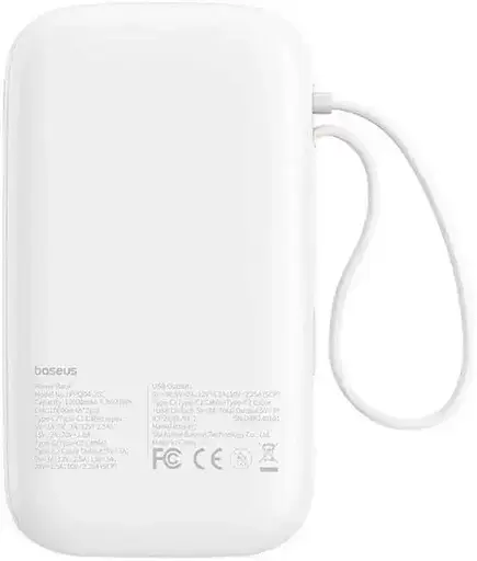Павер банк - зовнішній акб Baseus Qpow 2 Digital Display 20000mAh 30W (P10055009213-00) 2 in 1 білий - фото 4